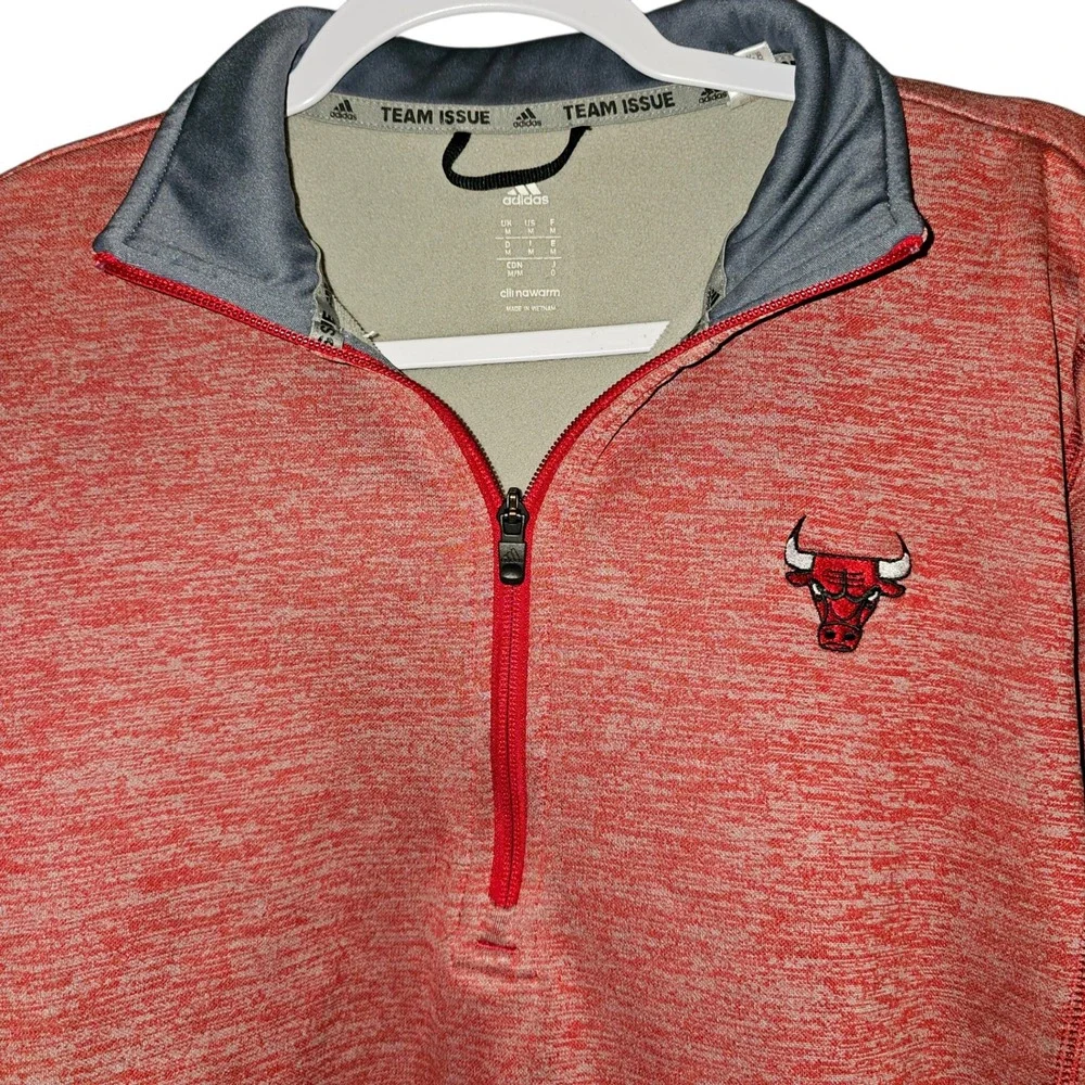 Adidas Chicago Bulls Pullover Mens M Red Excellent ClimaWarm Team Issue 1/4 Zip